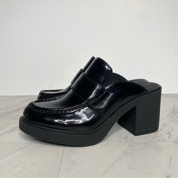 Jeffrey Campbell Kerri Black Patent Leather Heeled Loafer Mule 9 1/2 - Picture 16 of 16